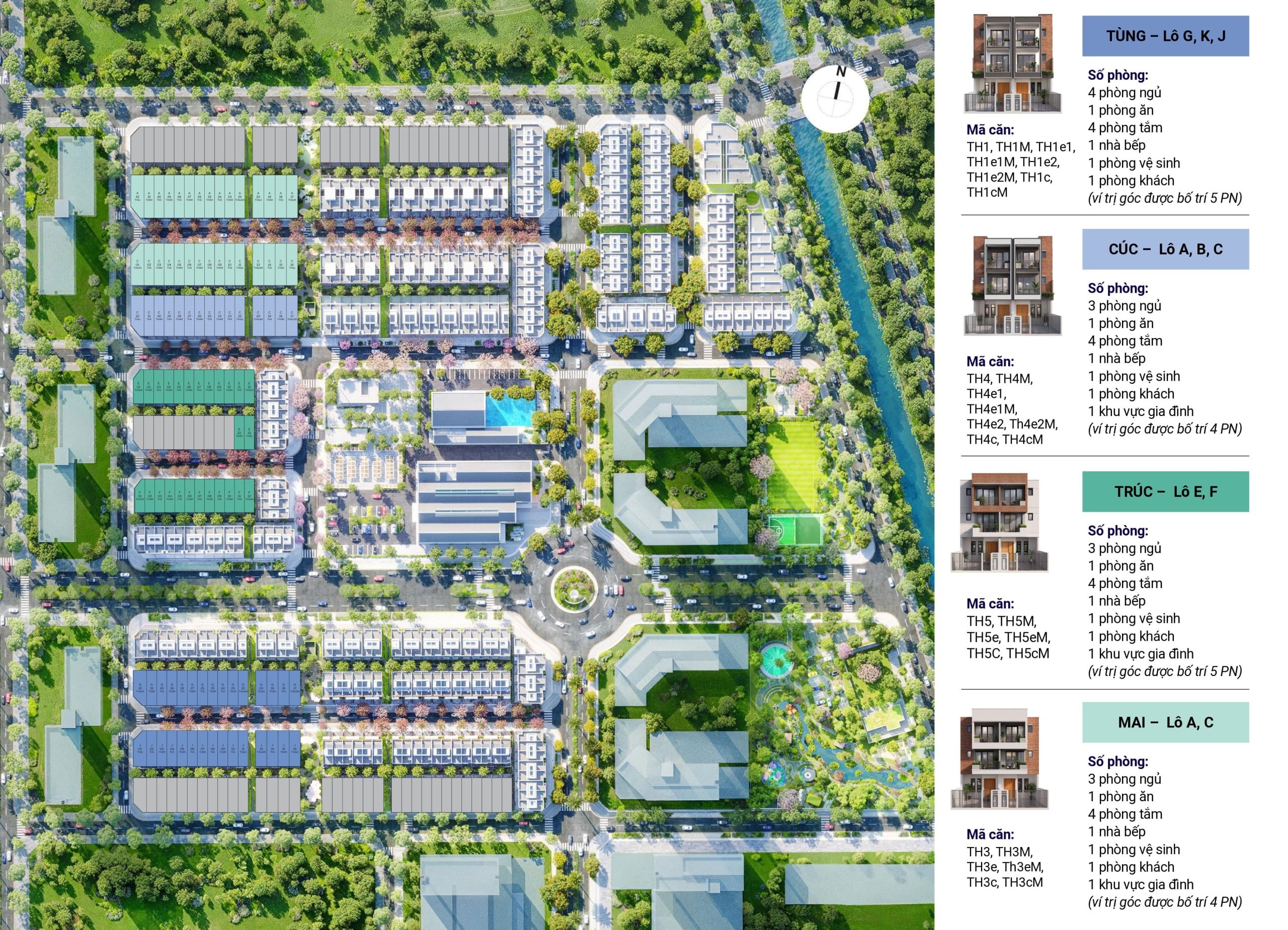 Mặt bằng phân khu loại hình nhà phố đặc trưng của dự án Spring Ville