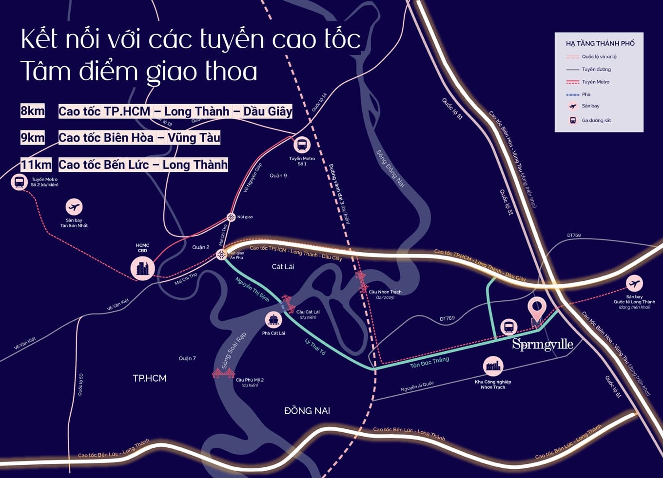 Từ Spring Ville di chuyển nhanh qua mạng lưới cao tốc hiện đại bậc nhất